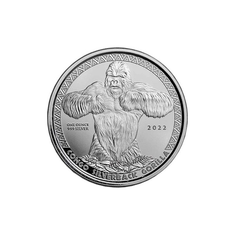 Stříbrná mince 1 Oz Congo Silverback Gorilla 2022