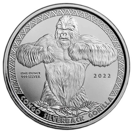 Stříbrná mince 1 Oz Congo Silverback Gorilla 2022