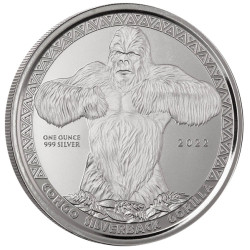 Stříbrná mince 1 Oz Congo Silverback Gorilla 2022