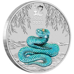 Stříbrná mince 1/2 Oz Lunar Series III Year of the Snake 2025 Kolorovaná