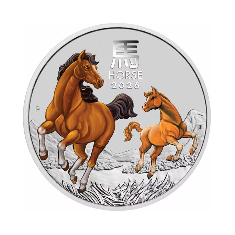 Stříbrná mince 1/2 Oz Lunar Series III Year of the Horse 2026 Kolorováno
