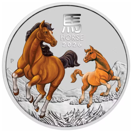 Stříbrná mince 1/2 Oz Lunar Series III Year of the Horse 2026 Kolorováno