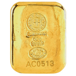 Zlatý slitek 50 g Argor Heraeus litý