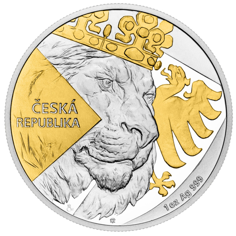 Stříbrná mince 1 Oz Český Lev 2024 Zlaceno
