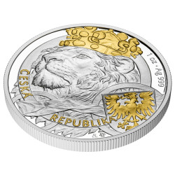 Stříbrná mince 1 Oz Český lev 2025 Zlaceno