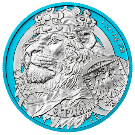 Stříbrná mince 1 Oz Český lev 2025 space blue