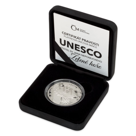 Platinová mince 1 Oz UNESCO Kostel Sv. Jana Nepomuckého na Zelené Hoře 2018 Proof