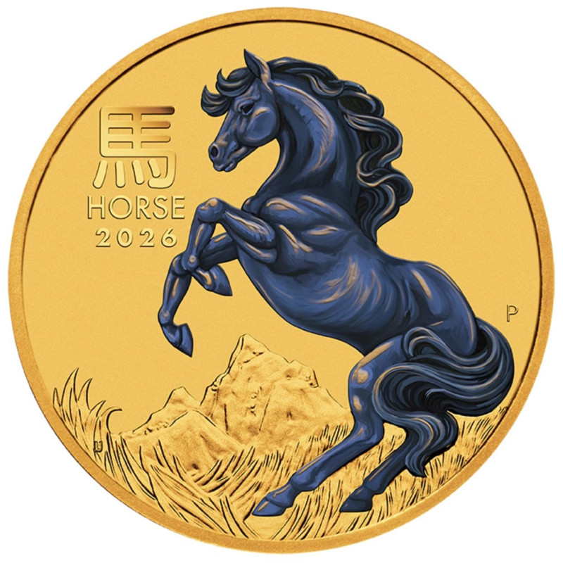 Zlatá mince 1/10 Oz Lunar Series III Year of the Horse 2026 Kolorovaná