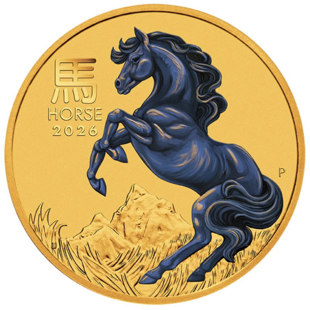 Zlatá mince 1/10 Oz Lunar Series III Year of the Horse 2026 Kolorovaná