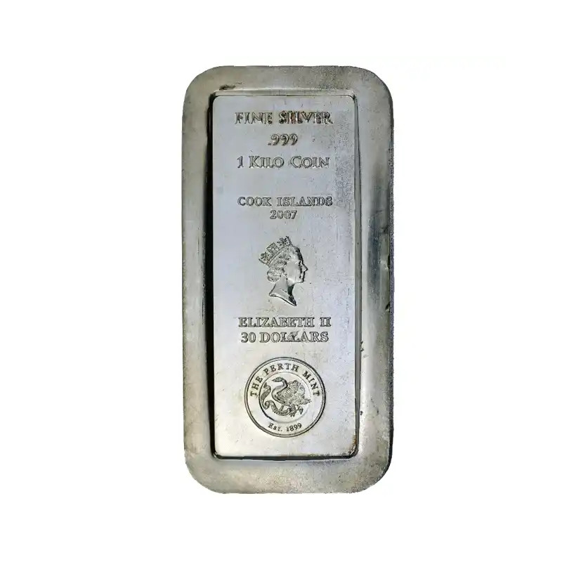 Stříbrná mince ve tvaru slitku 1 Kg Cook Islands 2007