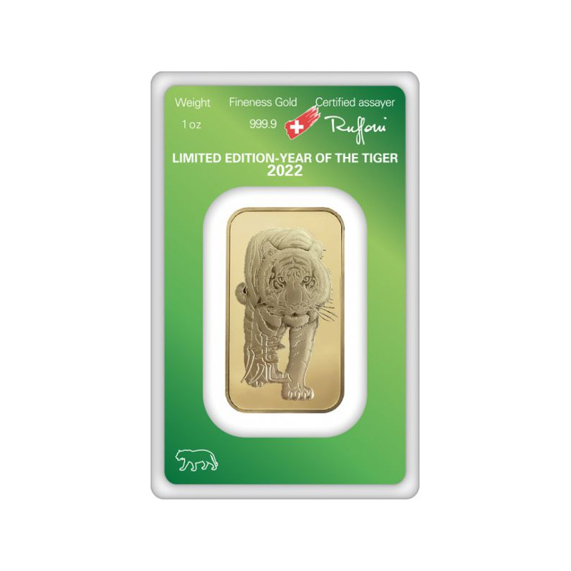 Zlatý slitek 1 Oz Argor Heraeus Lunar Series III Year of the Tiger 2022