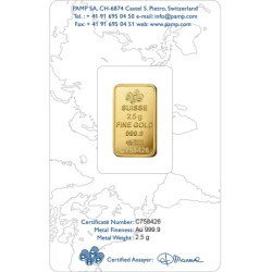 Zlatý slitek 2,5 g PAMP Růže