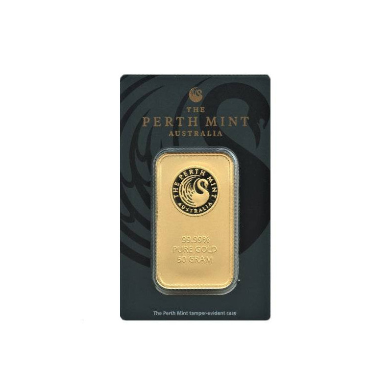 Zlatý slitek 50 g Perth Mint