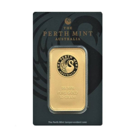 Zlatý slitek 50 g Perth Mint