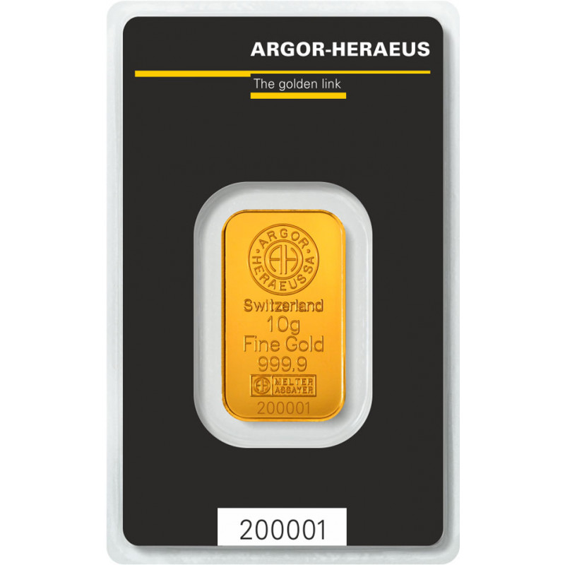 Zlatý slitek 10 g Argor Heraeus