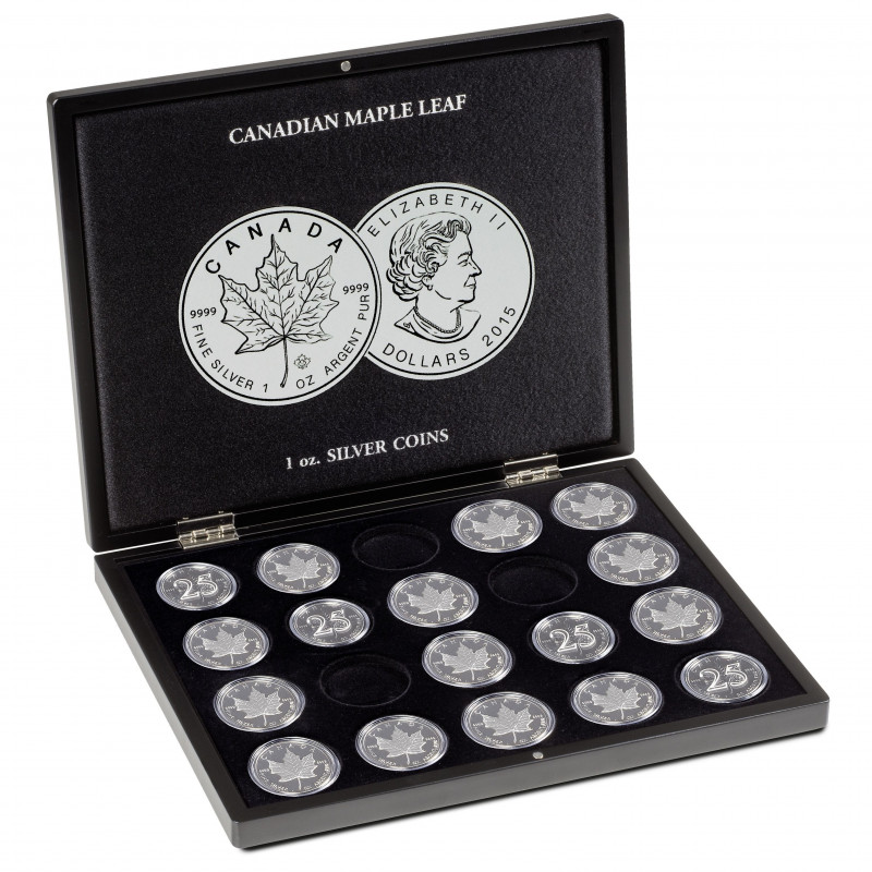Krabička na 20 kanadských stříbrných mincí Maple Leaf