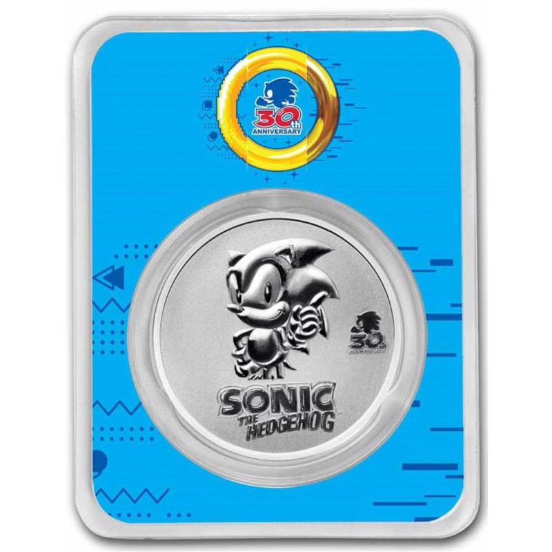 Stříbrná mince 1 Oz Sonic the Hedgehog 30. výročí s plastovým obalem