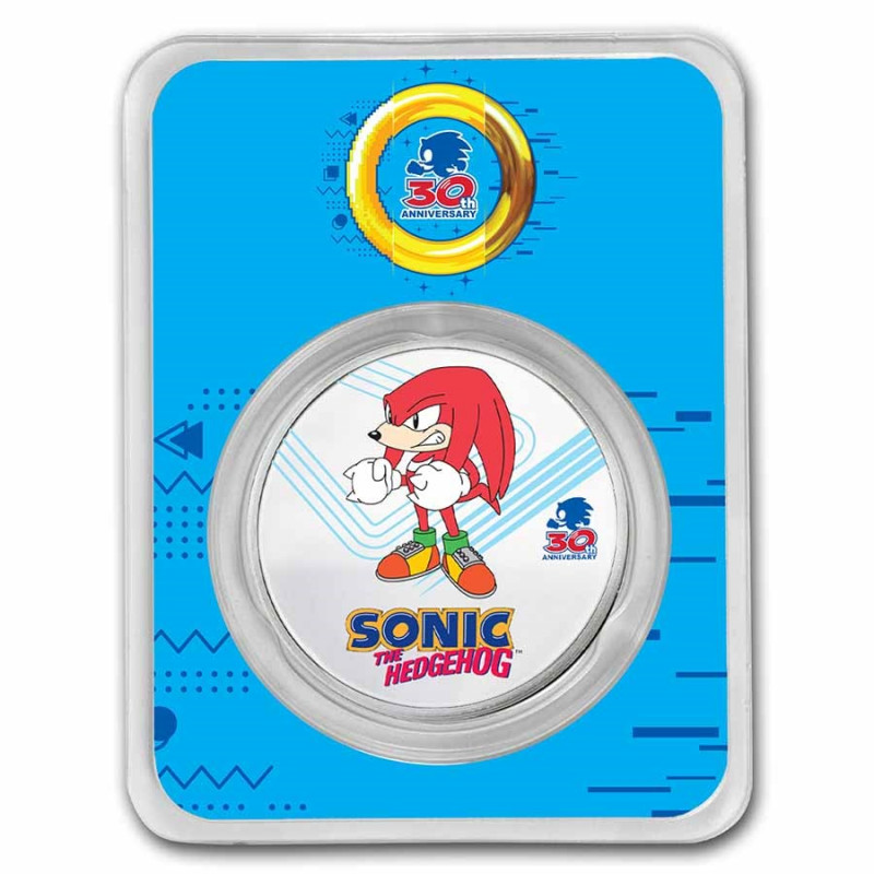 Stříbrná mince 1 Oz Sonic the Hedgehog 30. výročí Knuckles Kolorováno