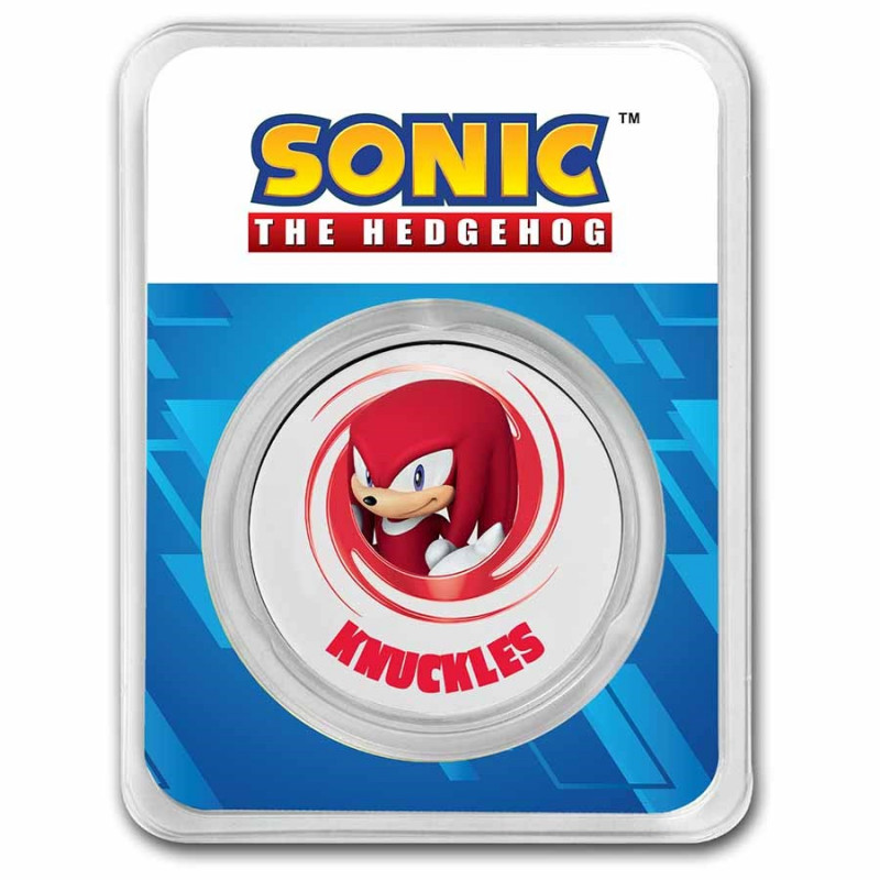 Stříbrná mince 1 Oz Sonic the Hedgehog Knuckles Kolorováno
