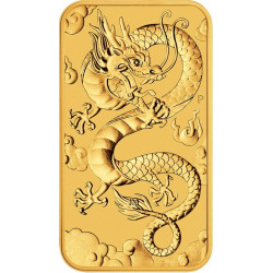 Zlatá mince ve tvaru slitku 1 Oz Dragon Rectangle 2019