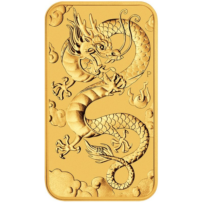 Zlatá mince ve tvaru slitku 1 Oz Dragon Rectangle 2019