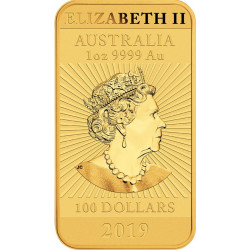 Zlatá mince ve tvaru slitku 1 Oz Dragon Rectangle 2019