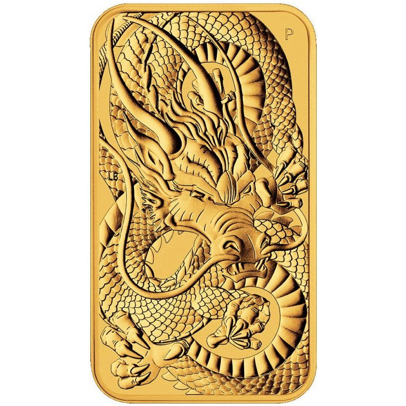 Zlatá mince ve tvaru slitku 1 Oz Dragon Rectangle 2021