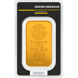 Zlatý slitek 100 g Argor Heraeus