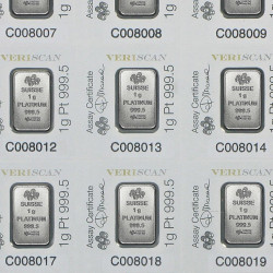 Platinový slitek 25 x 1 g PAMP