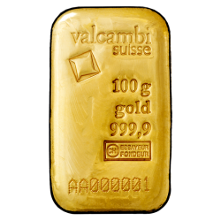 Zlatý slitek 100 g Valcambi litý