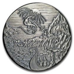 Stříbrná mince 10 Oz Dragon vs Vikings Ultra High Relief