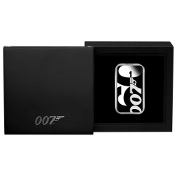 Stříbrná mince ve tvaru slitku 1 Oz James Bond 007 - 60 Year of Bond 2022 kolorovaná