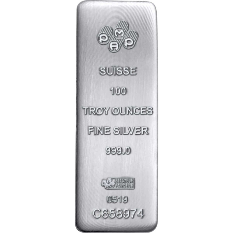 Stříbrný slitek 100 Oz PAMP