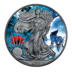 Stříbrná mince 1 Oz American Eagle Spirit Animal Series The Wolf 2021
