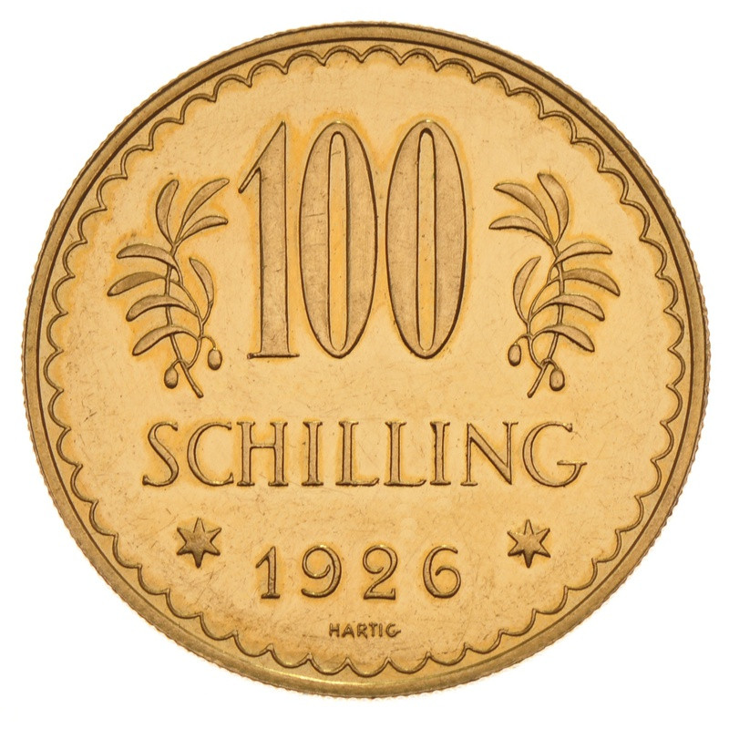 Zlatá mince 23,52 g 100 Schillingů 1926
