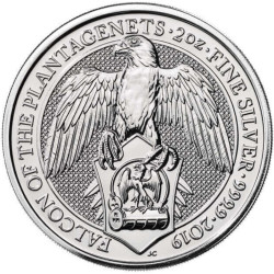 Stříbrná mince 2 Oz The Queen's Beasts Falcon of the Plantagenets 2019
