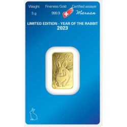Zlatý slitek 5 g Argor Heraeus Lunar Series III Year of the Rabbit 2023