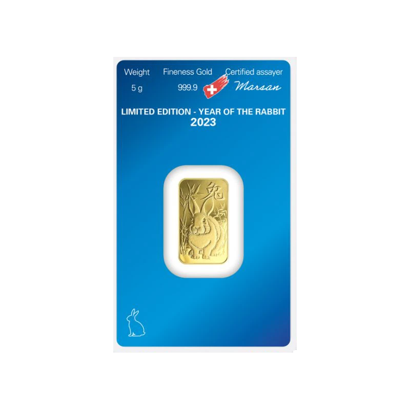 Zlatý slitek 5 g Argor Heraeus Lunar Series III Year of the Rabbit 2023