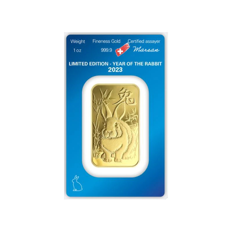 Zlatý slitek 1 Oz Argor Heraeus Lunar Series III Year of the Rabbit 2023