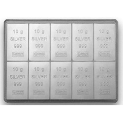 Stříbrná mince ve tvaru slitku 10 x 10 g Valcambi Combicoin