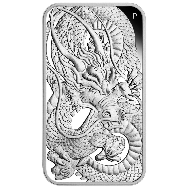 Stříbrná mince ve tvaru slitku 1 Oz Rectangular Dragon 2021