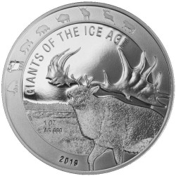 Stříbrná mince 1 Oz Giants of the Ice Age Jelen Obrovský 2019