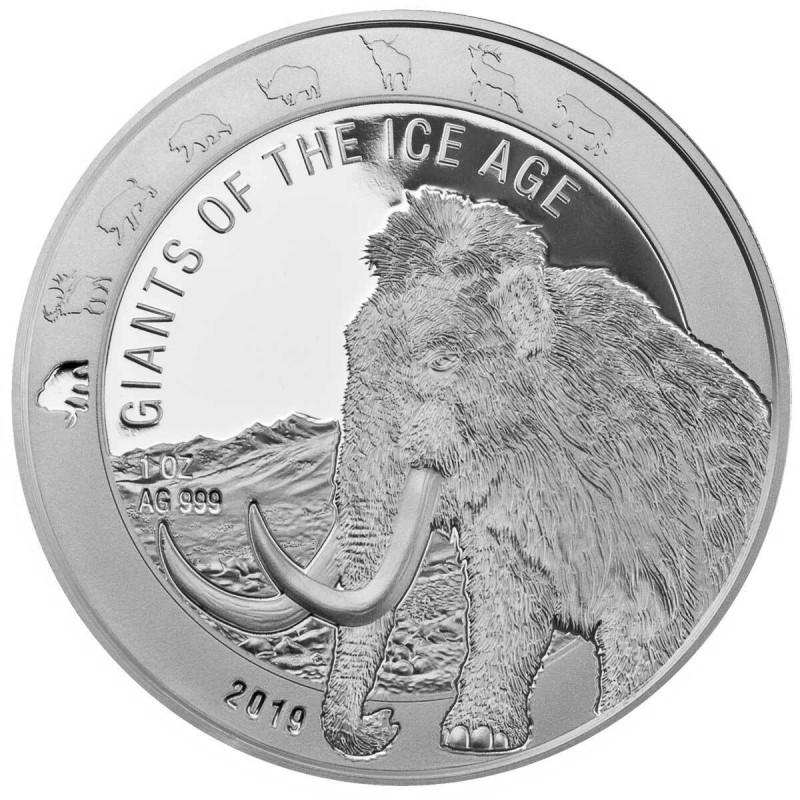 Stříbrná mince 1 Oz Giants of the Ice Age Mamut 2019