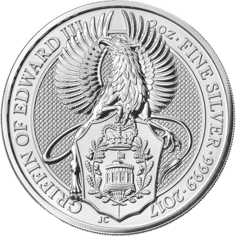 Stříbrná mince 2 Oz The Queen's Beasts Griffin of Edward 2017