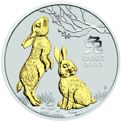 Stříbrná mince 1 Oz Lunar Series III Year of the Rabbit 2023 Zlaceno