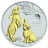 Stříbrná mince 1 Oz Lunar Series III Year of the Rabbit 2023 Zlaceno