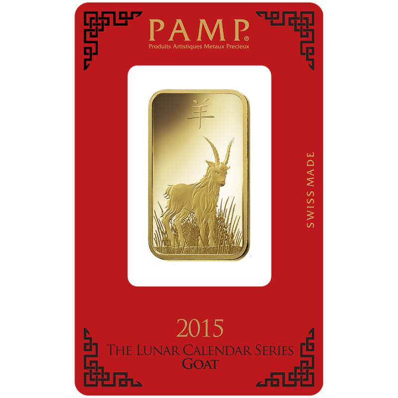 Zlatý slitek 1 Oz PAMP Lunar series II Year of the Goat 2015
