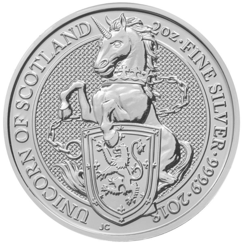 Stříbrná mince 2 Oz The Queens Beasts Unicorn of Scotland 2018