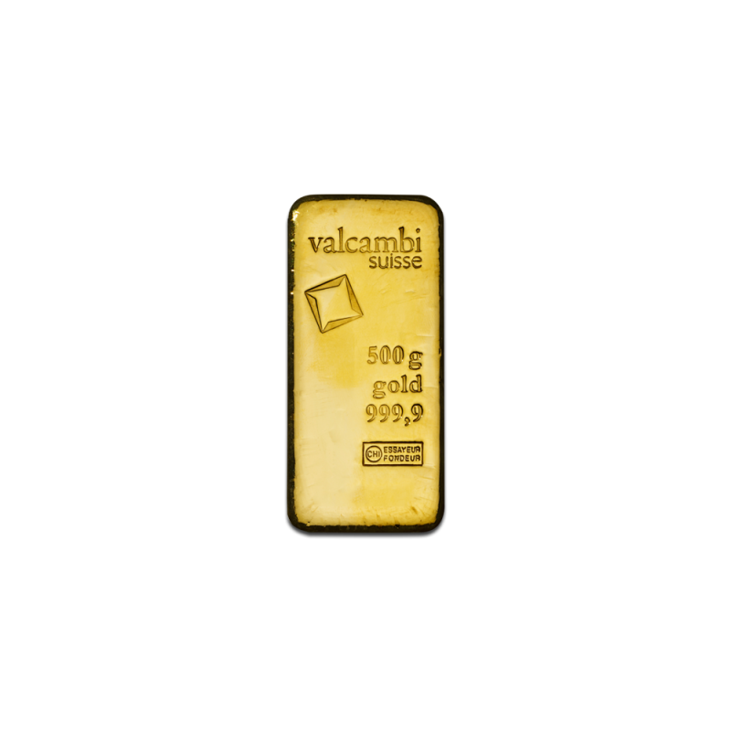 Zlatý slitek 500 g Valcambi litý
