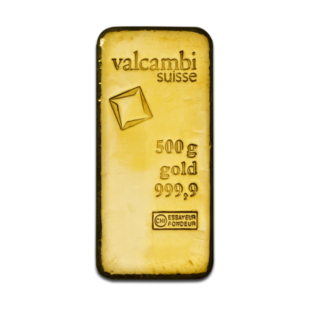 Zlatý slitek 500 g Valcambi litý